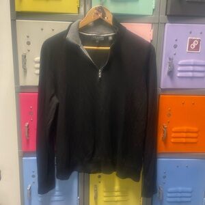 Ted Baker London Black Quarter-Zip Sweater with Gray Inner Collar
